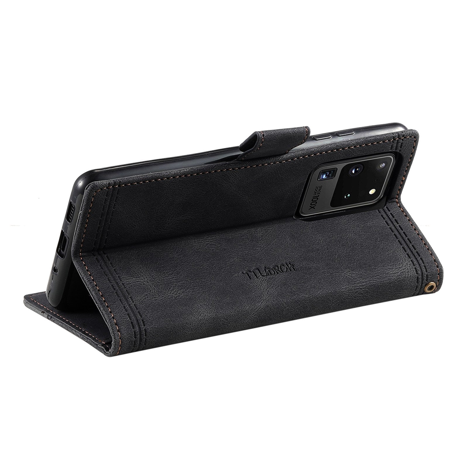 TTUDRCH For Samsung Galaxy S20 Ultra 4G/5G 004 Splicing Skin-touch PU Leather RFID Blocking Phone Case Wallet Stand Cover - Black TTUDRCH For Samsung Galaxy S20 Ultra 4G/5G 004 Splicing Skin-touch PU Leather RFID Blocking Phone Case Wallet Stand Cover - Black